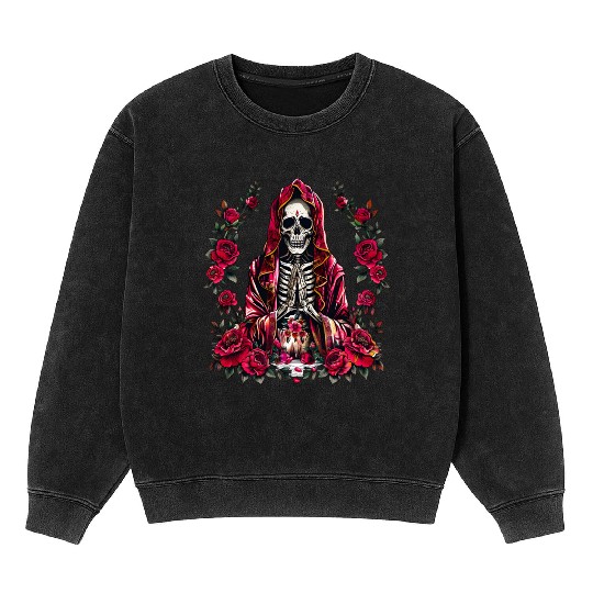 la Santa Muerte Saint Death Mineral Wash Sweatshirts