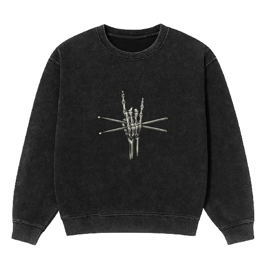 Skeleton Hand Drumsticks Mineral Wash Sweatshirts