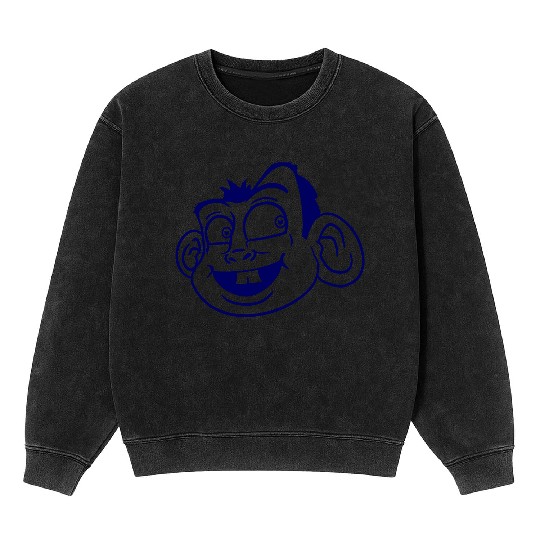 Monkey Face Sweet Cute Little Head Laughs Happy Mineral Wash Sweatshirts