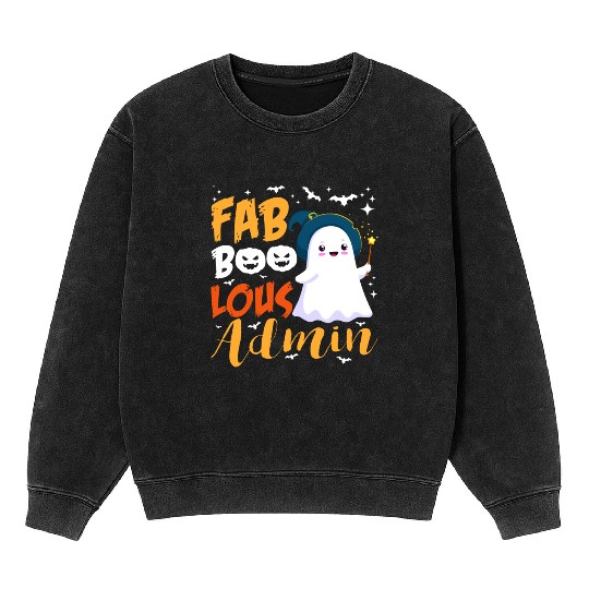 Faboolous Admin Funny Scary Ghost Halloween Costum Mineral Wash Sweatshirts