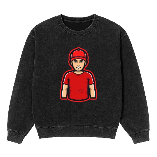 Cute Red Boy Gaming Mascot Avatar Mineral Wash Sweatshirts