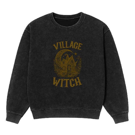 Village Witch Salem Vintage Halloween Mineral Wash Sweatshirts