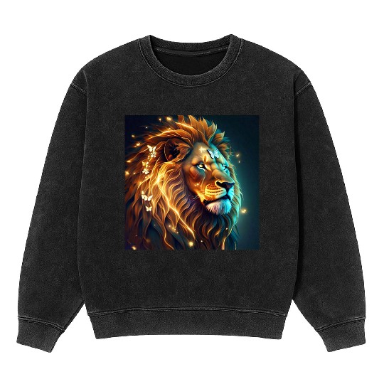 Butterfly lion image Mineral Wash Sweatshirts