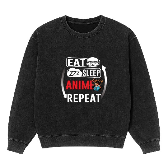 Eat Sleep Anime Repeat Ramen Kawaii Japanese Manga Mineral Wash Sweatshirts
