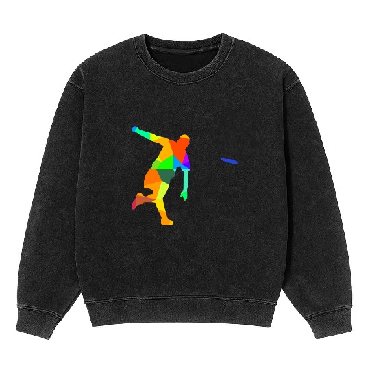 Ultimate Frisbee Rainbow Colors Polygon Sport Mineral Wash Sweatshirts