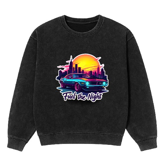 Cyberpunk Muscle Car Mineral Wash Sweatshirts
