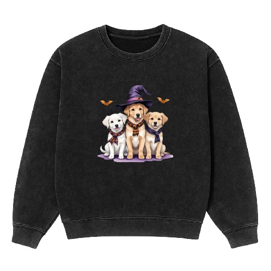 Golden Retriever Halloween Spooky Dog Halloween Mineral Wash Sweatshirts