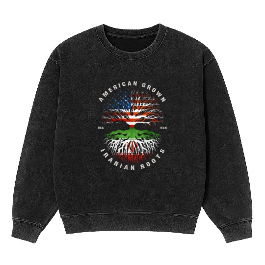 American Grown Iranian Roots Iran Flag Mineral Wash Sweatshirts