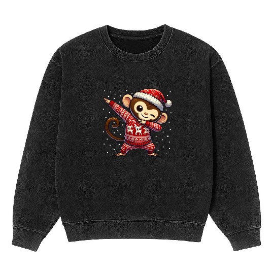 Christmas Monkey Lover Ape Funny Monkey Ugly Mineral Wash Sweatshirts