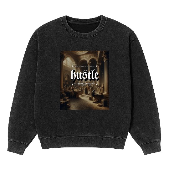 Hustle Antique Gallery Building Classic Painting Mineral Wash Sweatshirts