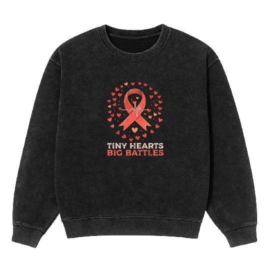 CHD Awareness Tiny Hearts, Big Battles Mineral Wash Sweatshirts
