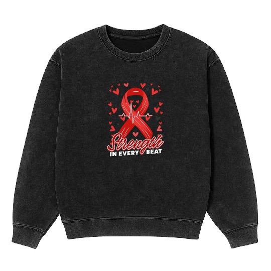 CHD Awareness Strength In Every Beat Mineral Wash Sweatshirts