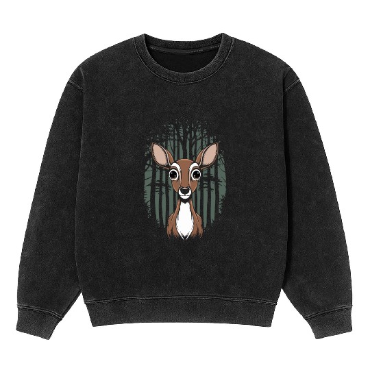 Cottagecore enchanting Forest Deer Mineral Wash Sweatshirts