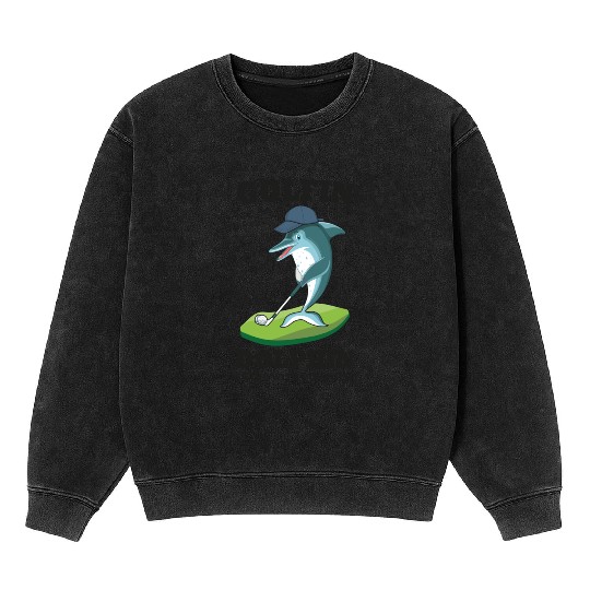 Funny Animal Golfin Dolphin Swing with Porpoise Mineral Wash Sweatshirts
