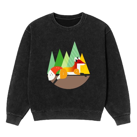 Geometric fox - modern design & closeness to natur Mineral Wash Sweatshirts