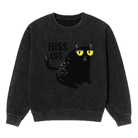 hiss off cat Mineral Wash Sweatshirts