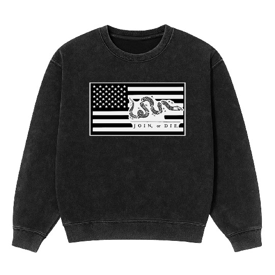 Join Or Die Flag 1776 LIKE US ON FACEBOOK # Mineral Wash Sweatshirts