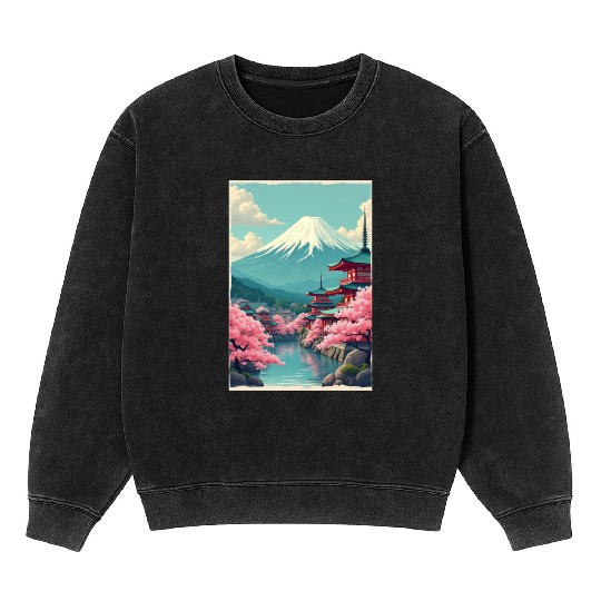 Serenity Beneath Mount Fuji Mineral Wash Sweatshirts