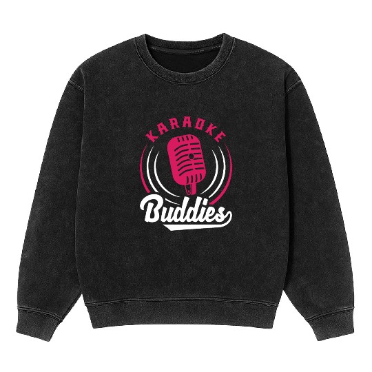 Karaoke Buddies Microphone Retro Style Mineral Wash Sweatshirts