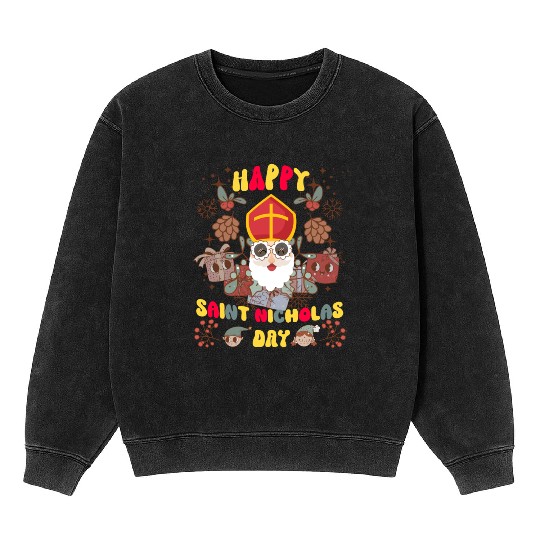 Groovy Saint Nicholas Day logo Mineral Wash Sweatshirts