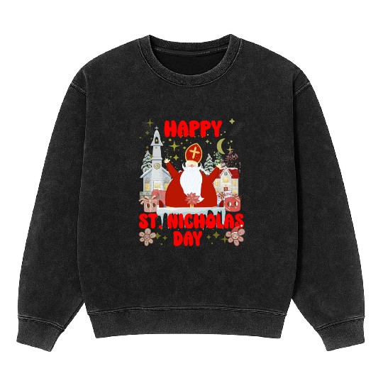 Happy saint Nicholas dayretro logo Mineral Wash Sweatshirts