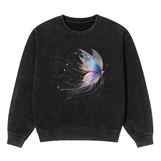 Magical Colorful Butterfly Design Mineral Wash Sweatshirts