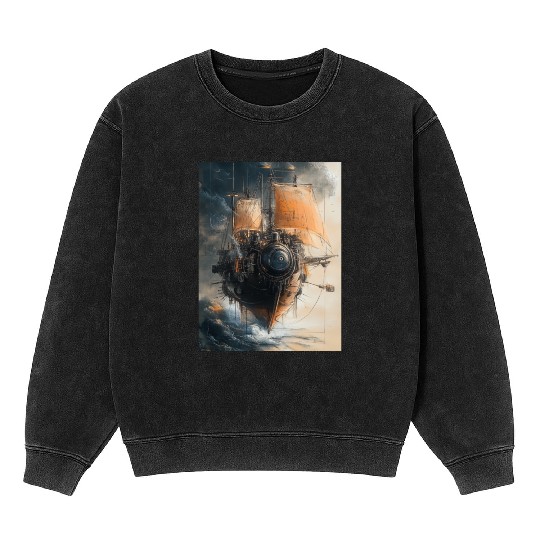 Steam Punk Ship Mineral Wash Sweatshirts