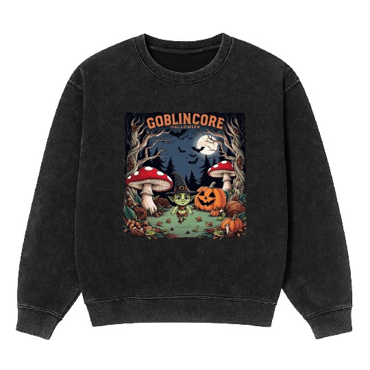 Halloween goblincore enchanted forest goblin Mineral Wash Sweatshirts