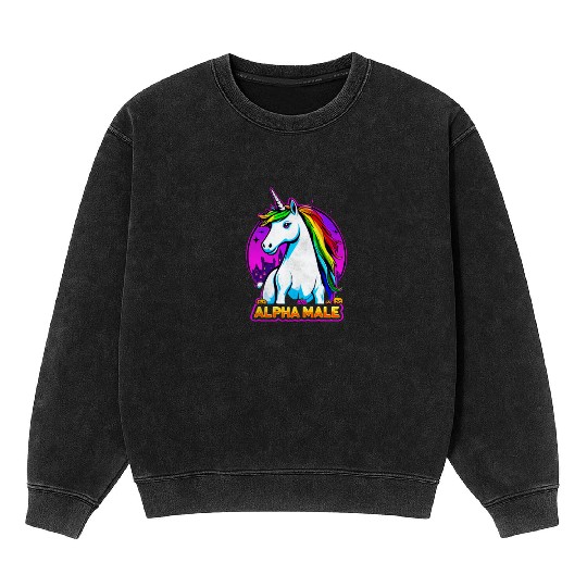 Alpha male LGBT unicorn Halloween Neon Colors Mineral Wash Sweatshirts