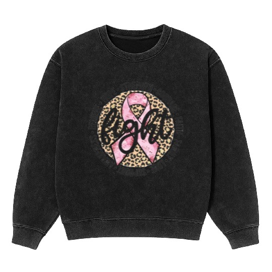 Leopard Print Breast Cancer Mineral Wash Sweatshirts