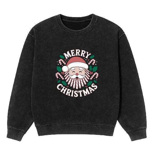 Merry Santa Claus – Merry Christmas Design Mineral Wash Sweatshirts