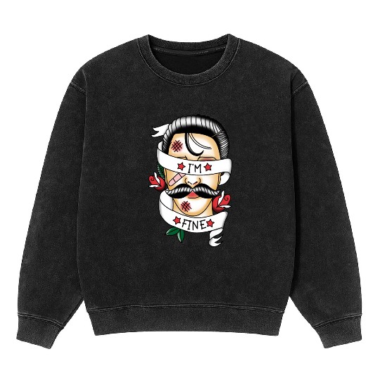 I'm Fine Beat up Gentleman Mineral Wash Sweatshirts