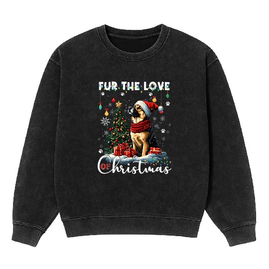 German Shepherd Christmas Tree Decorations Dog Mineral Wash Sweatshirts