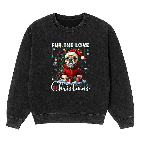 French Bulldog Christmas Tree Decoration Dog Lover Mineral Wash Sweatshirts