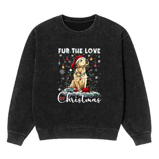 Labrador Retriever Christmas Tree Decorations Dog Mineral Wash Sweatshirts