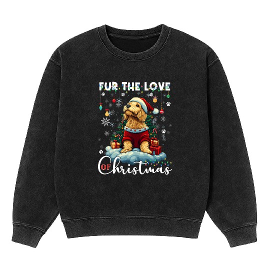 Golden Retriever Christmas Tree Decorations Dog Mineral Wash Sweatshirts