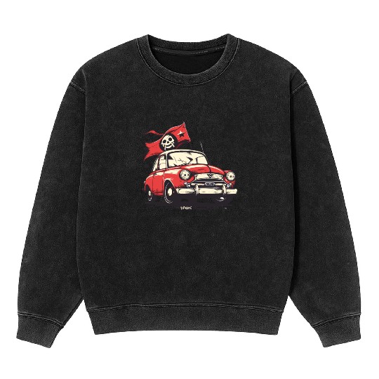 Communist Soviet Pirate Retro Car Mineral Wash Sweatshirts