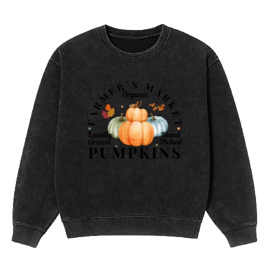 Farmers Market Organic Locally Grown Pumpkins Mineral Wash Sweatshirts
