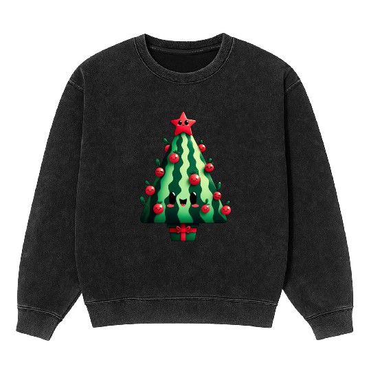 Christmas tree watermelon design Mineral Wash Sweatshirts
