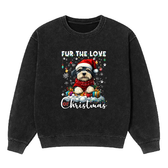 Shih Tzu Christmas Tree Lights Decorations Dog Mineral Wash Sweatshirts
