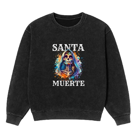 Santa Muerte for Karnival, Halloween and Día de Mineral Wash Sweatshirts