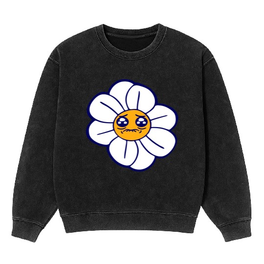 Sweet Flower Sad Face Weeping Spring Summer Crying Mineral Wash Sweatshirts