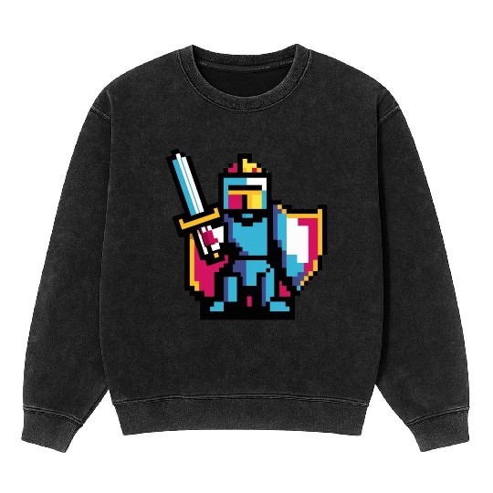 knight pixel art Mineral Wash Sweatshirts