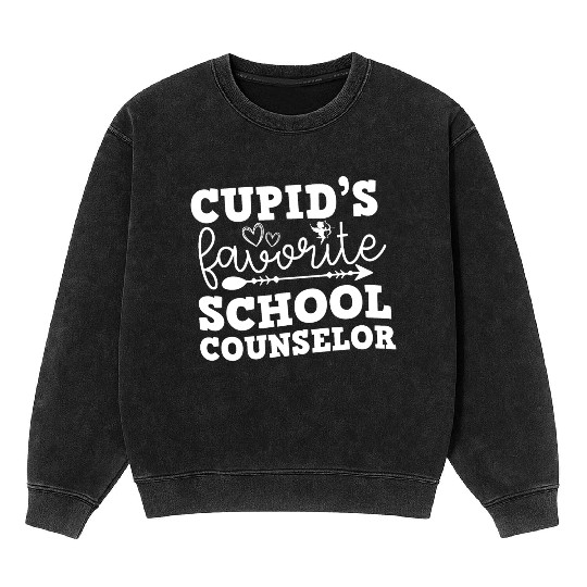 Cupid's favorite school Counselor Valentine's day Mineral Wash Sweatshirts