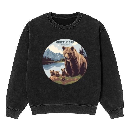 Grizzly 399 In Memory of Bear 399 Mama Forever Mineral Wash Sweatshirts