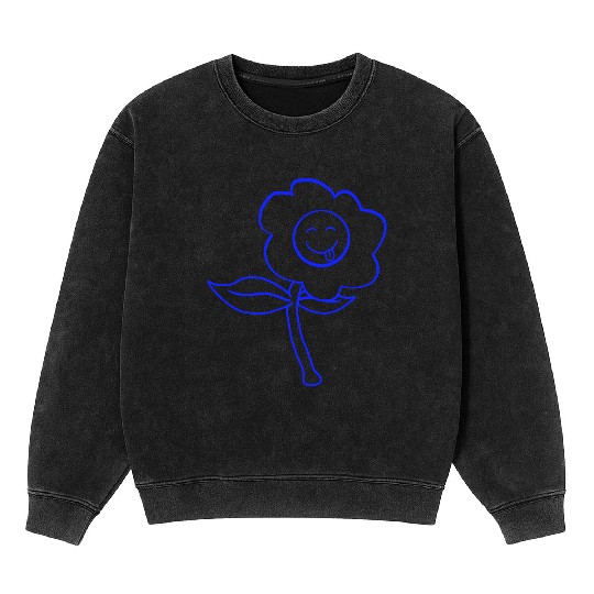Purple Flower Spring Summer Nature Funny Face Fun Mineral Wash Sweatshirts