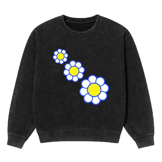 3 White Daisies Flowers Spring Summer Pretty Mineral Wash Sweatshirts