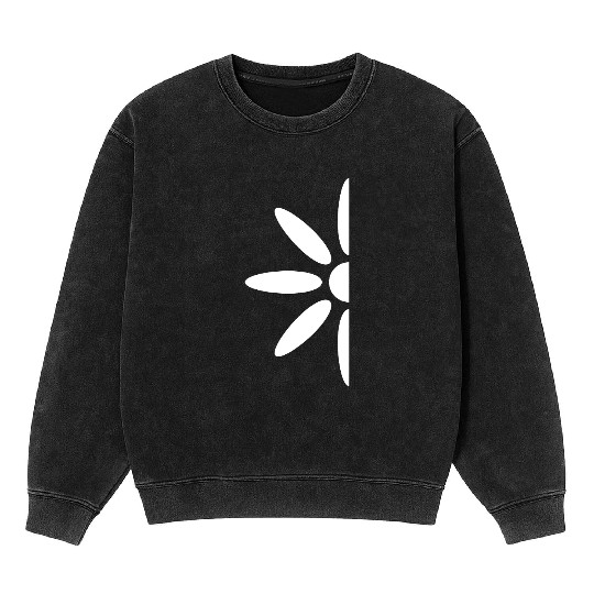 Small Daisy Half Flower White Decorative Beautiful Mineral Wash Sweatshirts