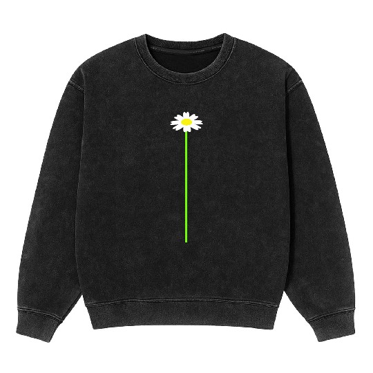 Small Daisy Flower White Decorative Nature Design Mineral Wash Sweatshirts