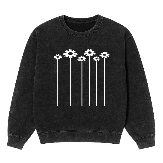 Many Pretty Daisy Flowers Decorative Nature Design Mineral Wash Sweatshirts